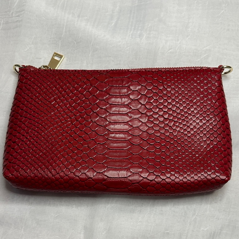 Jules Kae Red Snakeskin Clutch